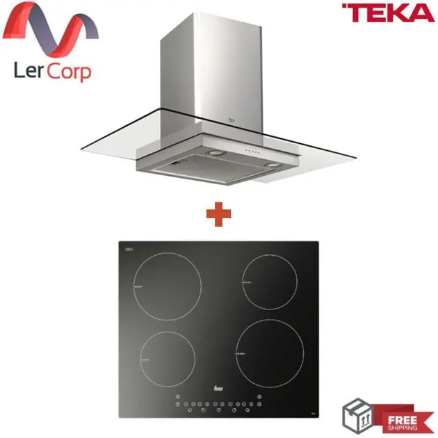 (TEKA) 4-Burner Induction Cooktop 60 cm IBS 64900 TCS + Glass Wing Pyramid Chimney Extractor 90 cm DGF 90