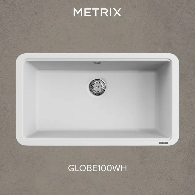 (MEX) Single Bowl Granite Composite Sink GLOBE100WH White