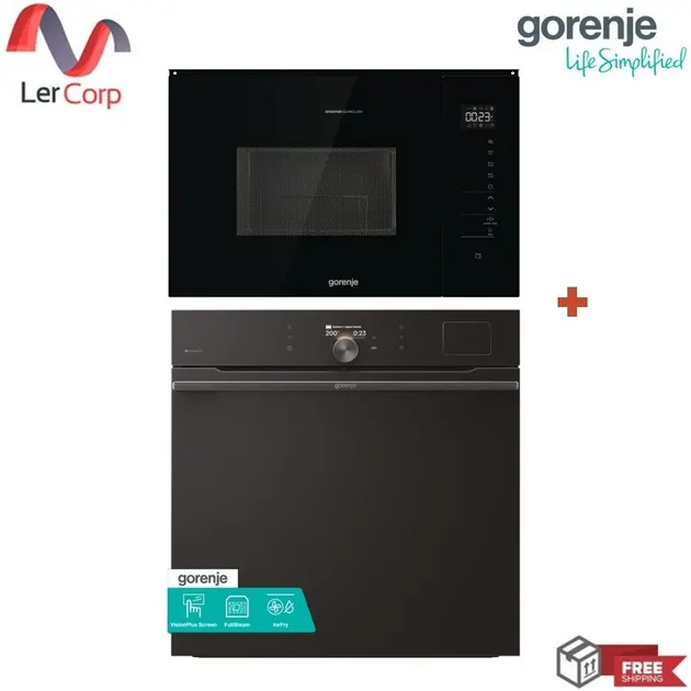 (Gorenje) Oven BFS6148B Steam 1.3L + Microwave + Grill BMI251SG3BG 25L Electronic Control