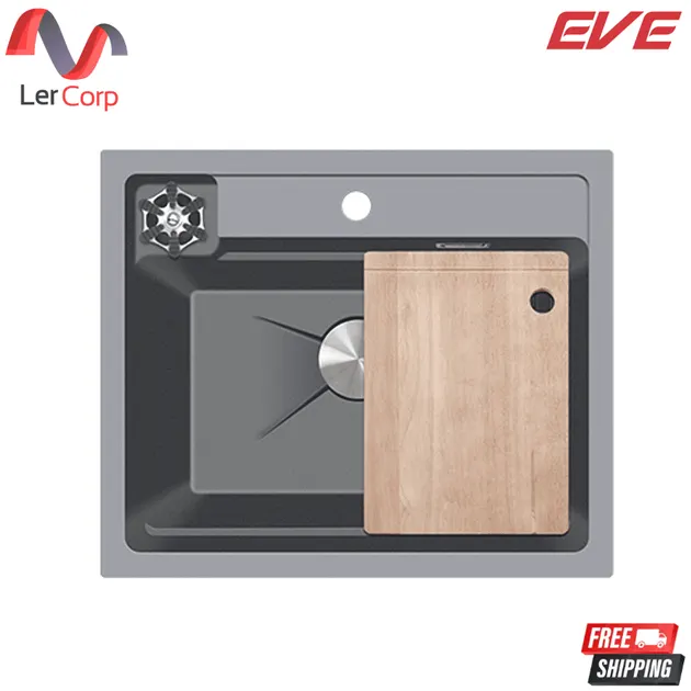 (Eve) NEROLUX 600/500 Composite Granite Sink Grey