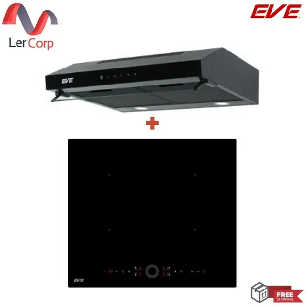 (Eve) Cooker Hood HF-BK102TOUCH-60 + 4-Burner Built-in Induction Hob HB60-4INDBRIDGE/TCR