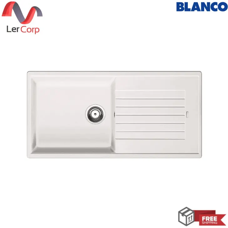 (Hafele) BLANCO ZIA 6S Single Bowl Undermount Sink with Drainboard (495.39.218) White
