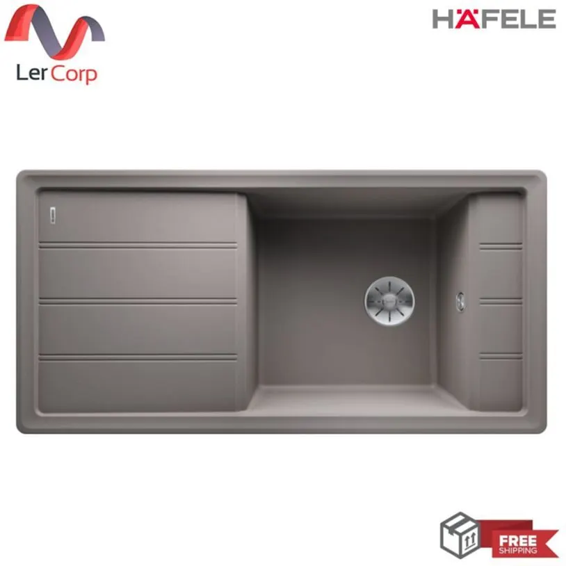 (Hafele) BLANCO Single Bowl Kitchen Sink with Drainboard, Undermount, FARON XL 6 S, Alu Metallic (495.39.387)