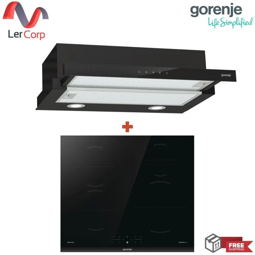 (Gorenje) Built-in Range Hood TH64E4BG + 4 Zone Induction Cooktop 60 cm Model GI6401BC