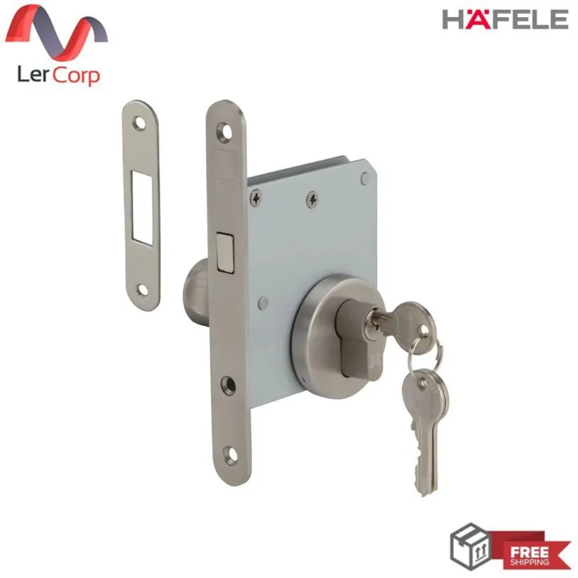 (Hafele) Stainless Steel Mortise Lock Set with Locking Device, Premium Range (Entrance) Satin Stainless (499.65.010)