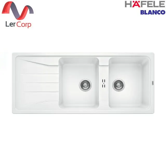 (HAFELE) Double Bowl Sink with Drainboard, Undermount Type, SONA 8 S Model, White Color (567.70.700)