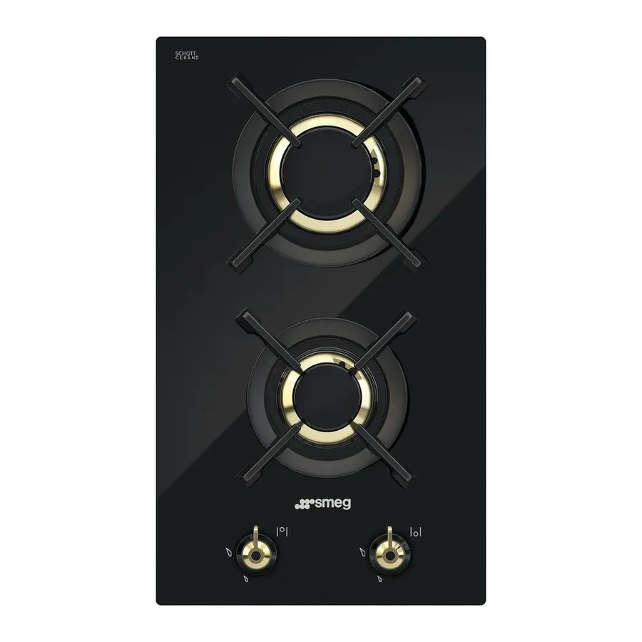 (Smeg) Gas Hob PC32GNO Black Ceramic Glass Base 30cm