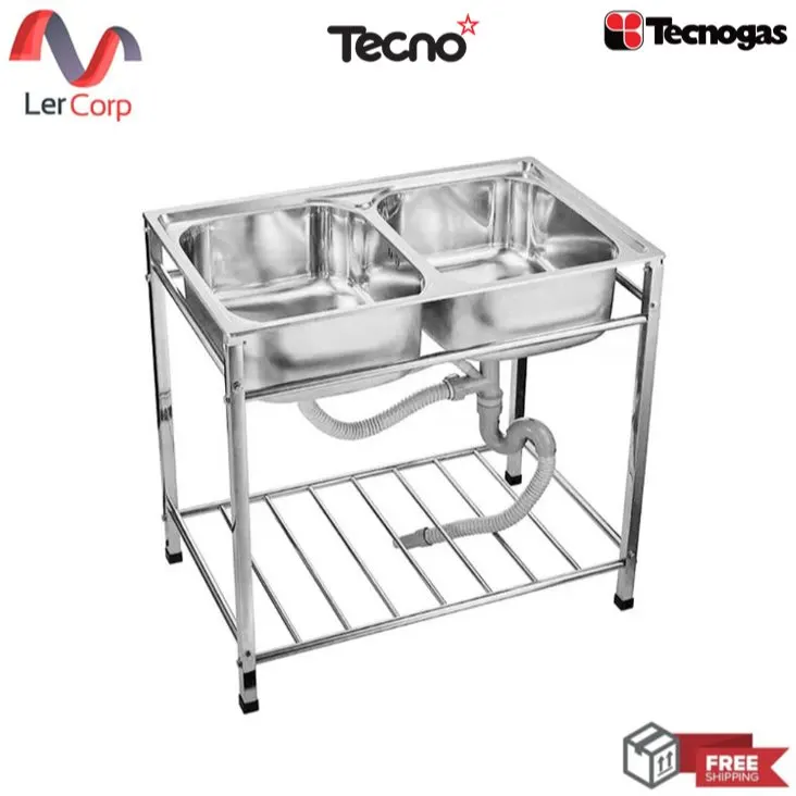 Tecno 2-Bowl Stainless Steel Kitchen Sink with Stand Tecnostar TNS TT 8248 S