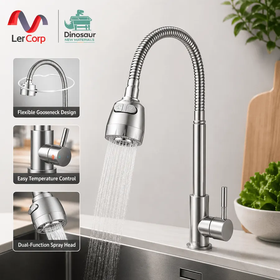 (Dinosaur) Single Counter Sink Faucet DINOFAUCET02 SILVER Omnidirectional