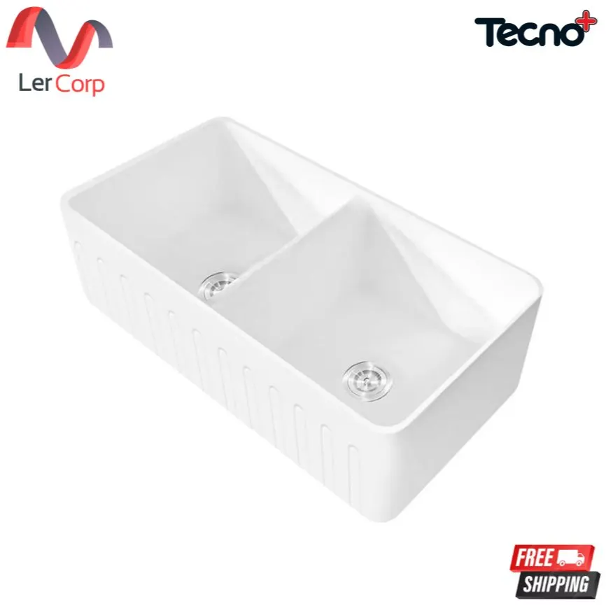 (Tecno) Double Bowl Drop-In Sink Model TNP 838457 C Size 83.8 cm Deep 25.4 cm