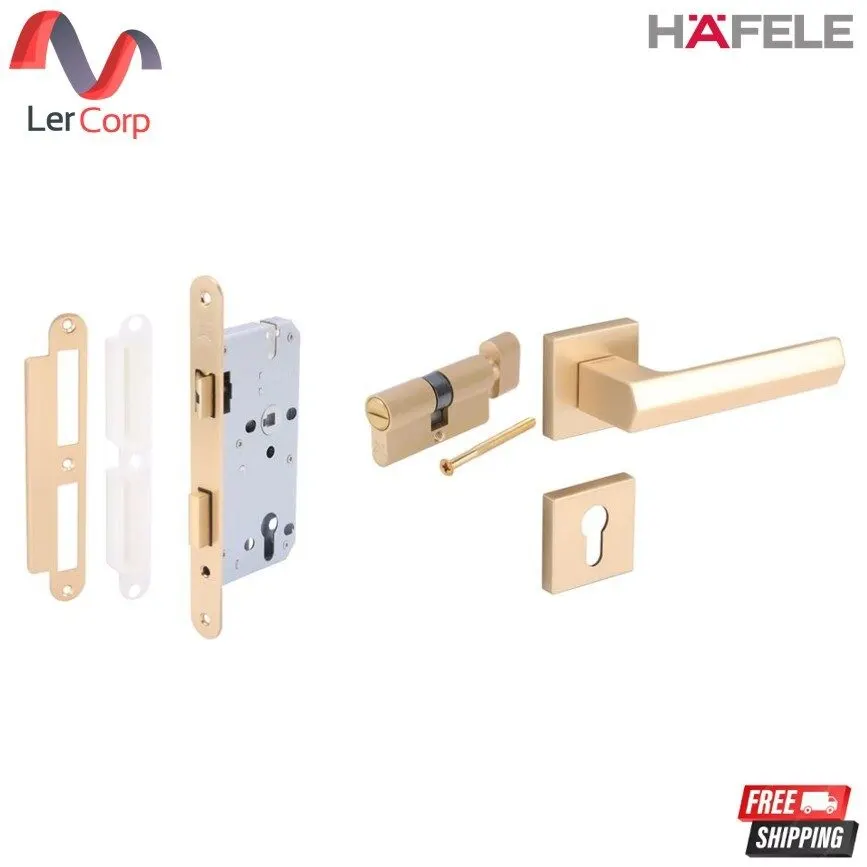 (Hafele) Bathroom Mortise Lever Handle Matte Gold (489.11.058)