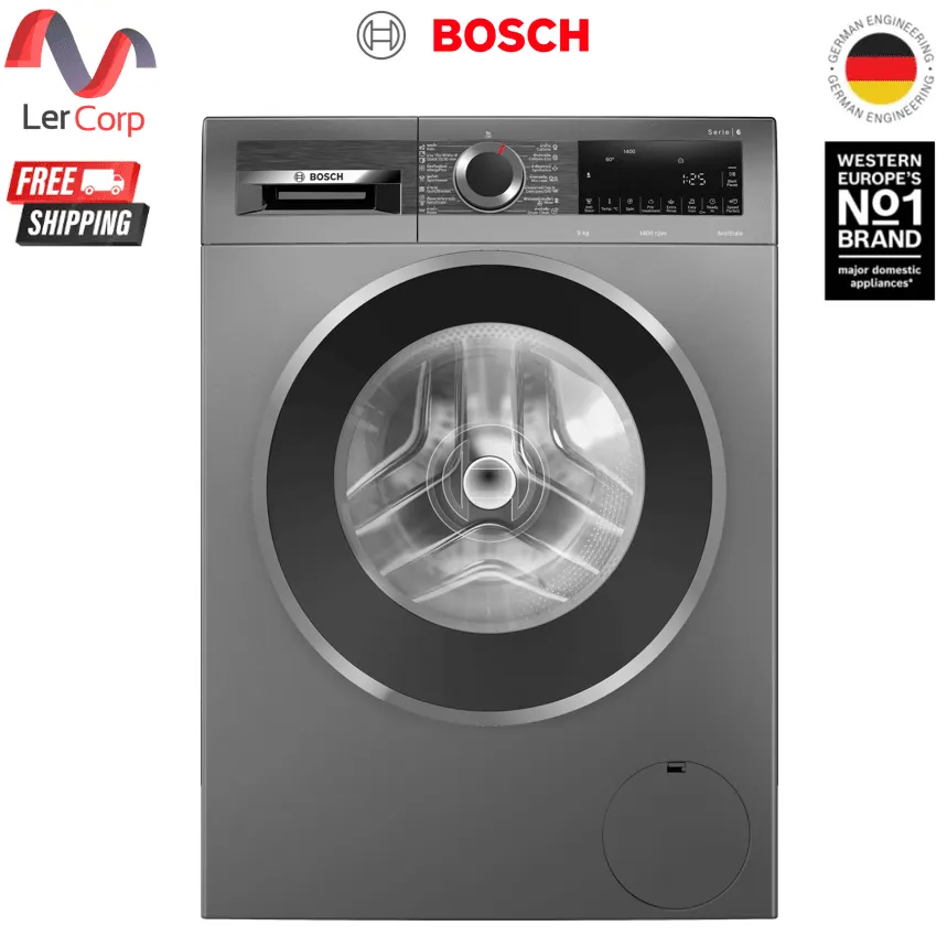 (Bosch) Series 6 Front Load Washing Machine 9 kg 1400 rpm, Cast Iron Grey WGG444E1TH