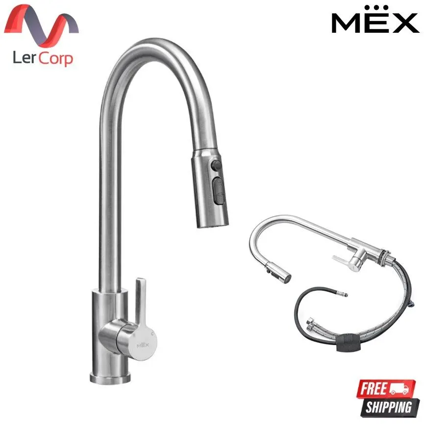 (MEX) Hot-Cold Mixing Faucet with 3-Way Adjustable Water Flow Model TMS03S (Stainless Steel)