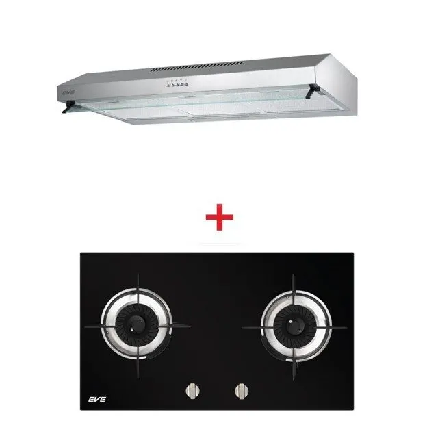 Standard Range Hood Model HF-HSM102AT-90 + Built-in Gas Cooktop Model HB75-2SSR/BG
