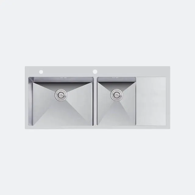 (EVE) Stainless Steel 2-Bowl Sink with Drainboard MIRACLE 1200/510 LH