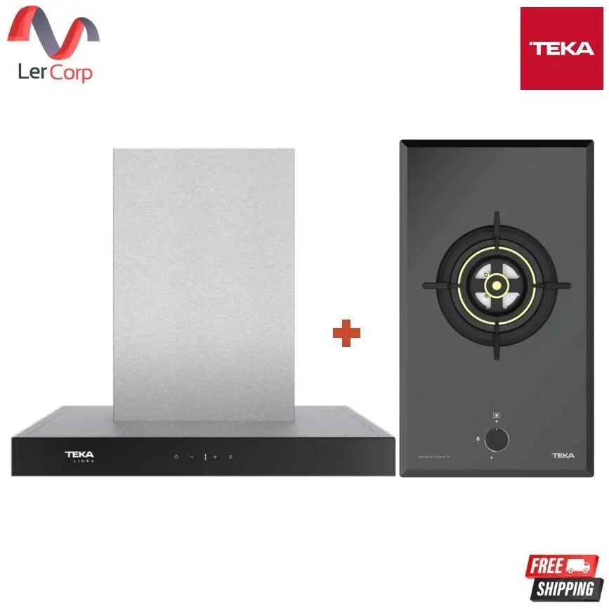 (Teka) 抽油烟机 型号 LDH TC 60 SS + 钢化玻璃表面燃气灶 1 个灶口 30 厘米 GK LUX 30.2 1G AI AL TR