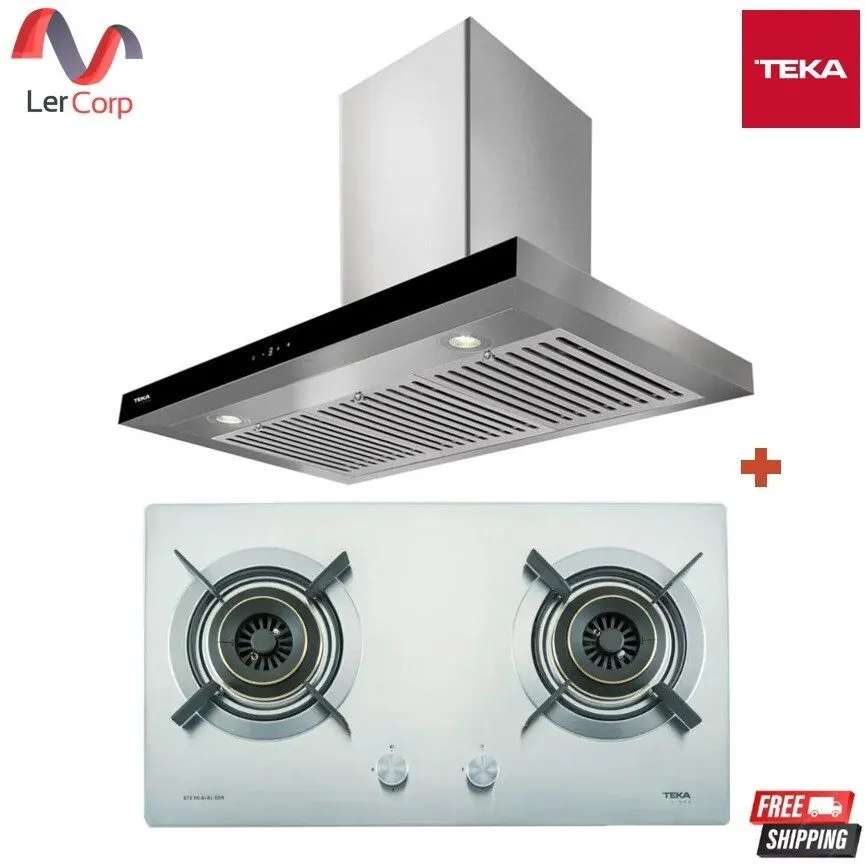 (Teka) LINEA Range Hood LDH TC 90.1 90 cm + 2-Burner Gas Cooktop S72 2G AI AL 2DR SS
