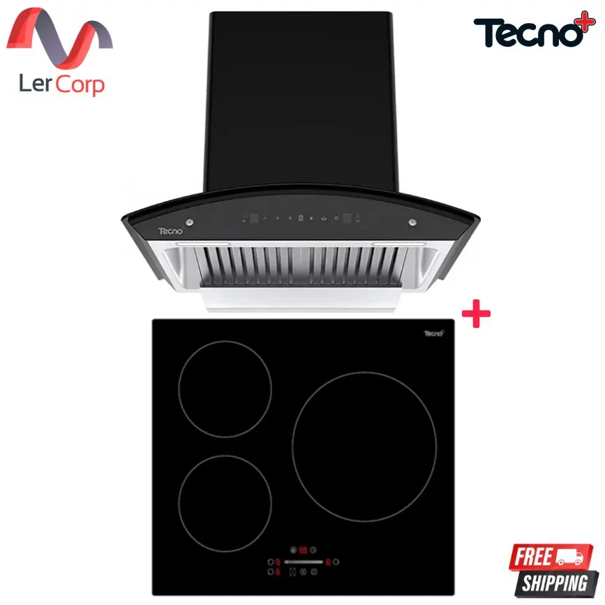 (Tecno) Hood TNS HD 60 MA/B + Built-in 3-Zone Ceramic Electric Cooktop Model TNP CHB 3059 DG