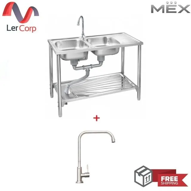 (MEX) Stainless Steel Sink with Stand MEX Model PS102MN + Faucet TP230
