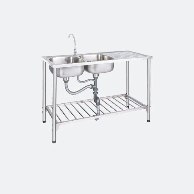 ALTON 1200/500 Stainless Steel Kitchen Sink with Stand, 2 Bowls, 1 Drainboard, Free Othello Faucet