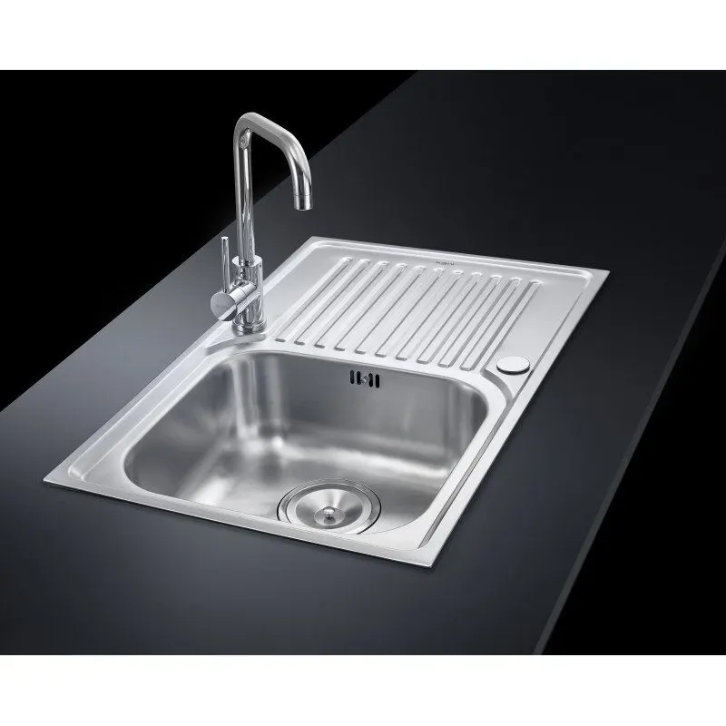 (Mex) Stainless Steel Single Bowl Kitchen Sink with Single Drainboard, Includes Cold Water Tap, Model DLA81