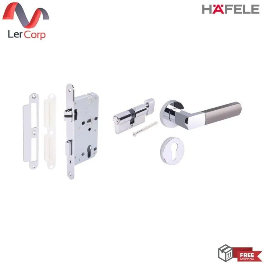 (Hafele) Lever Handle Bathroom Door Chrome Gray (489.11.049)