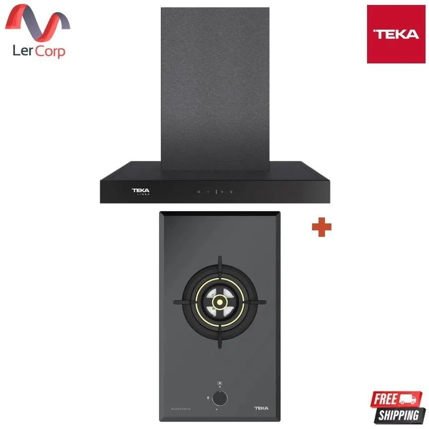 (Teka) Range Hood Model LDH TC 60 BK + 1-Burner Glass Top Gas Cooktop 30 cm GK LUX 30.2 1G AI AL TR GLASS