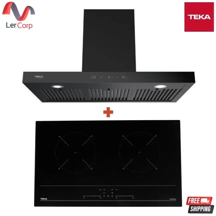 (Teka) LINEA LDH TC 90 BK Wall-Mounted Range Hood 90 cm + IBC 7320 D Induction Cooktop with Touch Slide Control System