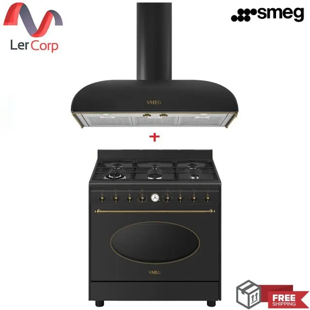 (Smeg) Colonial 抽油烟机型号 KS89AOE + Colonial 炉灶 灰色型号 CO96GMA9