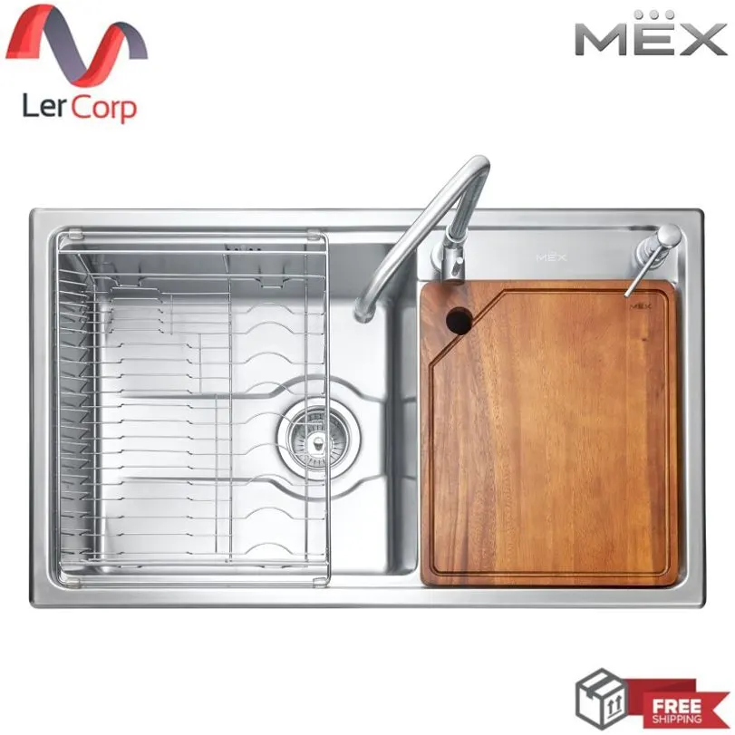 (MEX) MEX TD Series 2 Stainless Steel Sink 2 Bowls with Complete Accessories Model TD822