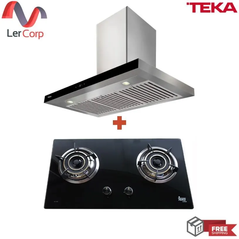 (TEKA) Gas Stove GL 73 2G AI AL 2TR + Wall-Mounted Range Hood LDH TC 90.1