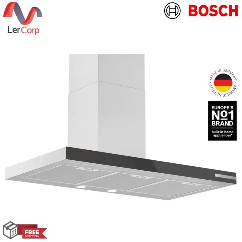 (BOSCH) Wall-Mounted Range Hood 90 cm Series 4 Stainless Steel + Black DWB97BK61T