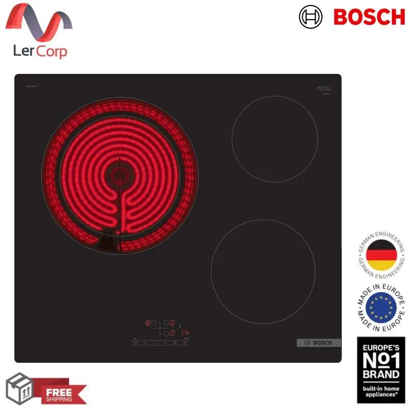(BOSCH) 60cm Ceramic Electric Hob 3 Zones Touch Select Model PKK611BB8E