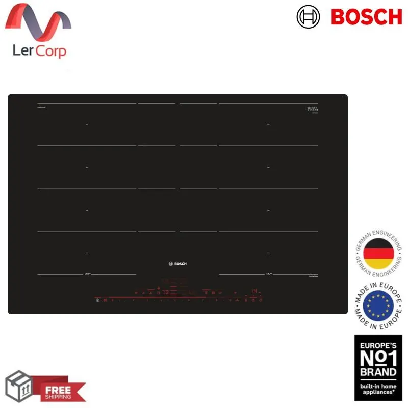 (BOSCH) Flex Induction Cooktop 4 Zones 80 cm Black, Flush Mount Model PXY801DW4E