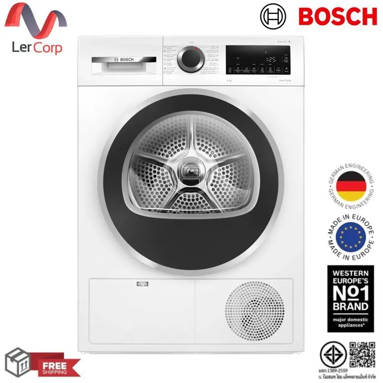 (BOSCH) Heat Pump Dryer 9 kg Model WQG24200TH+ Free Stand Installation Bangkok