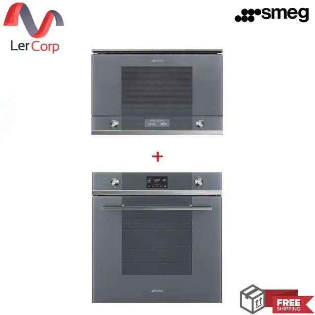 (Smeg) Oven Model SO6102TS + Microwave Model MP122S1 Silver