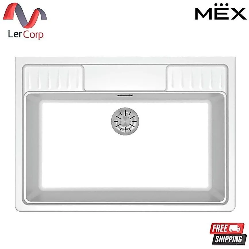 (Mex) METRIX GALE900WH Single Bowl Kitchen Sink 90 cm Synthetic Granite (White)