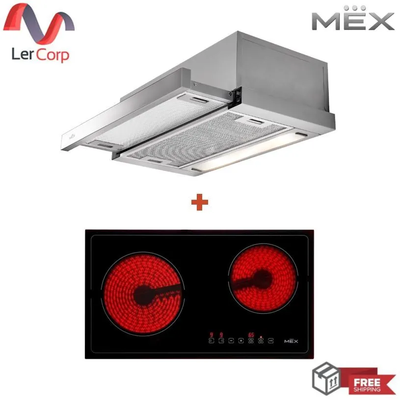 (Mex) MEX SL26 Slim Line Range Hood + MEX HVH632N Ceramic Base Electric Cooktop