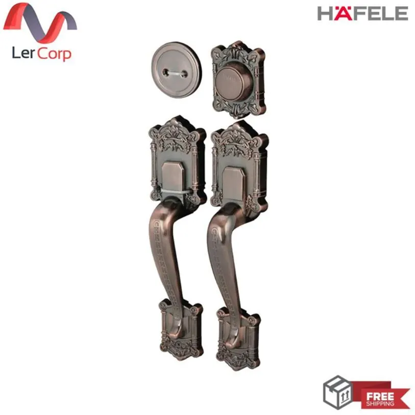 (Häfele) 锌合金门把手带锁系统 标准款 C型(假把) 古铜色（489.94.325）