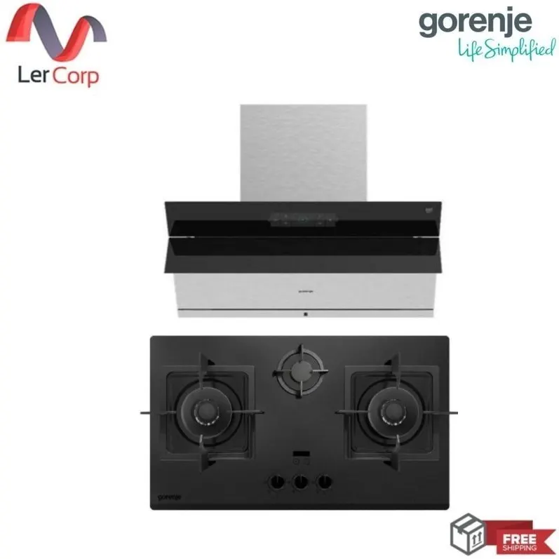 (Gorenje) Range Hood PWHI93XGB + 3-Burner Gas Hob GHI3BG-TH with Free 1-Meter Air Duct