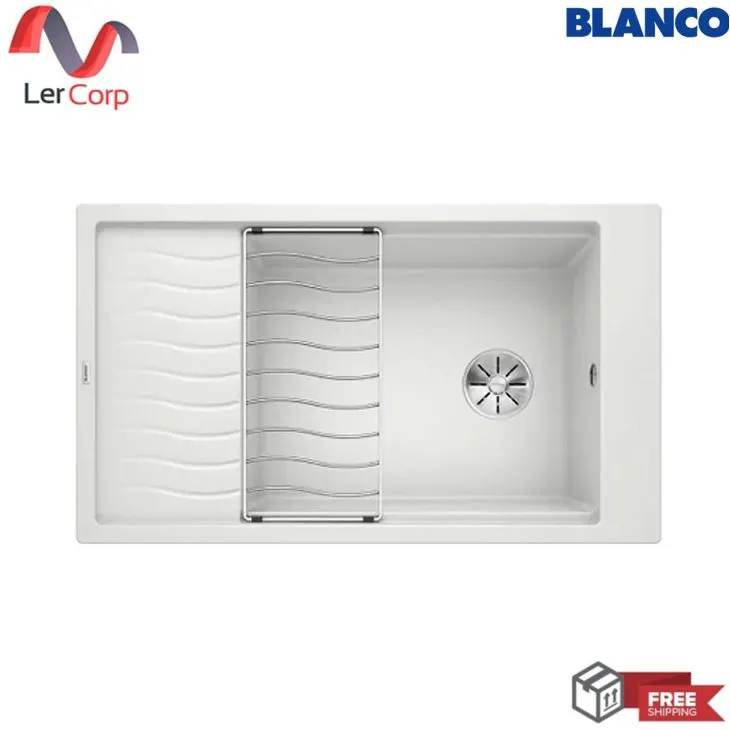 (Hafele) Single Bowl Single Drainboard Sink BLANCO ELON XL 6S Granite White (495.39.453)(570.28.790)