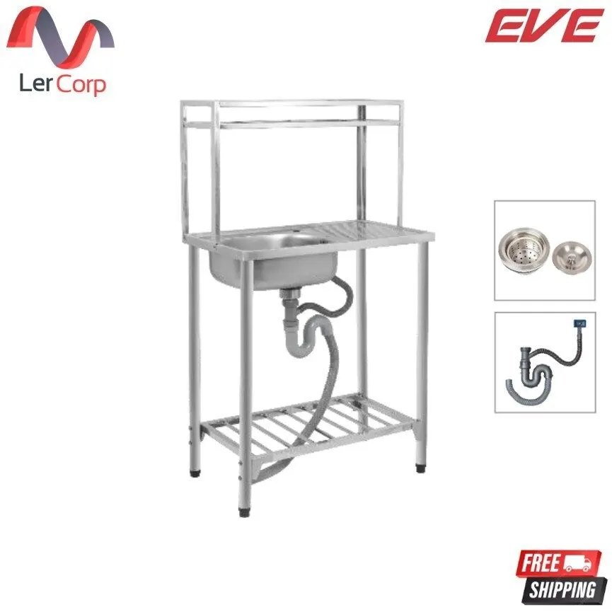 (Eve) Single Bowl Sink with Drainboard and Stand CRAFT TS 750/430