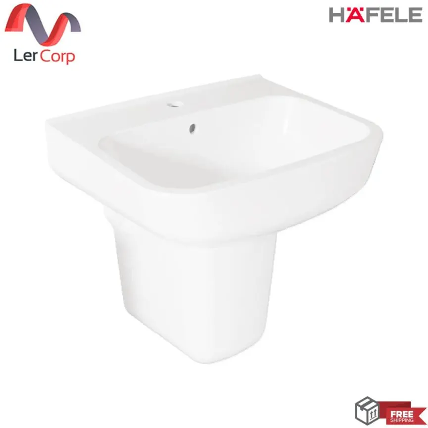 (Hafele) Ceramic Suspended Basin with Ceramic Pedestal, Model PRIOCY II (495.60.889)