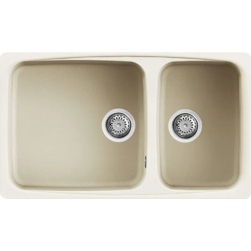 2-Bowl Synthetic Granite Kitchen Sink Cream Color Model DELLA450