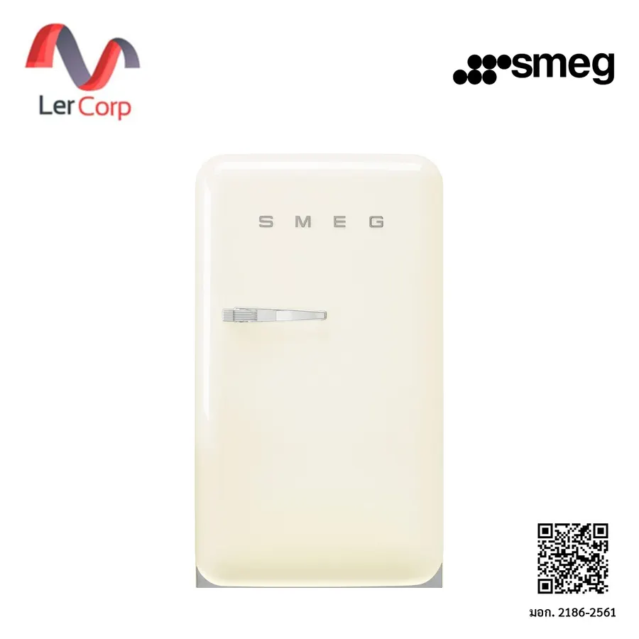 (Smeg) ตู้เย็น 1 ประตู ดีไซน์ 50's Retro สีครีม ความจุ 122 ลิตร (FAB10RCR6)