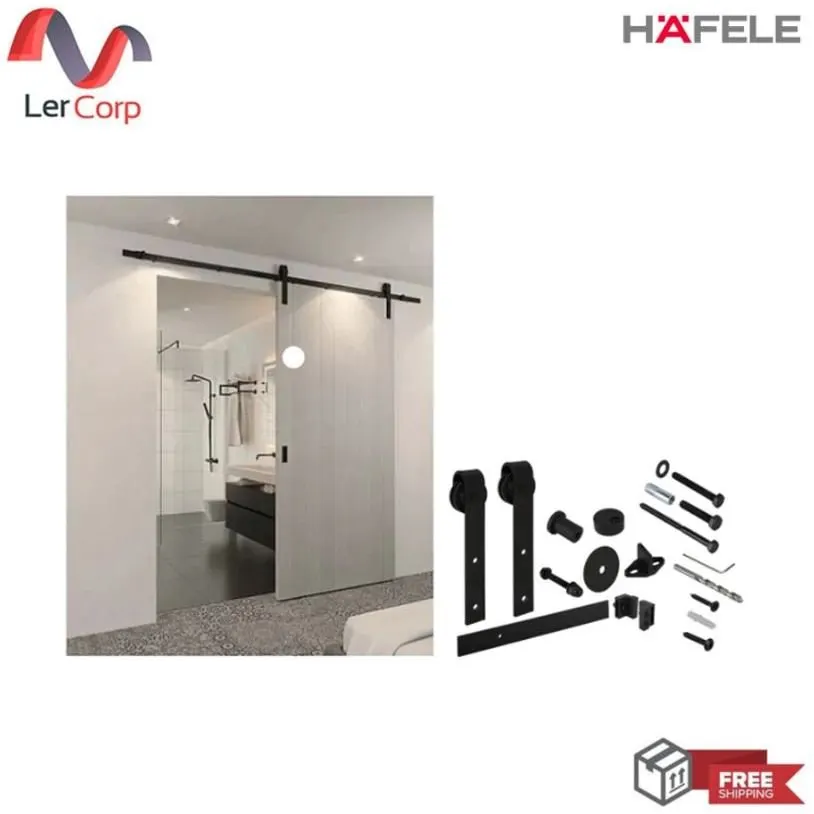 (Hafele) อุปกรณ์บานเลื่อนรูปแบบ Loft (ไม่รวมหน้าบาน) 2 สี แบบ มีระบบปิดนุ่มนวล (499.40.240)