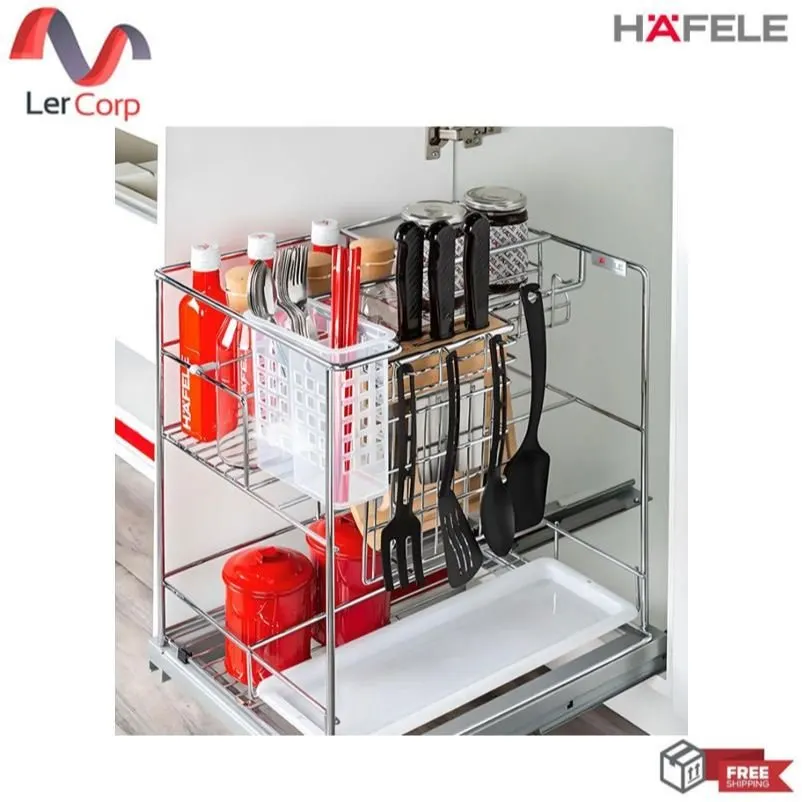(Hafele) ชุดตะแกรงเอนกประสงค์ แบบเปิดหน้าบาน  400 มม.,สแตนเลสสตีล304สีเงา(495.35.191)(549.34.095)