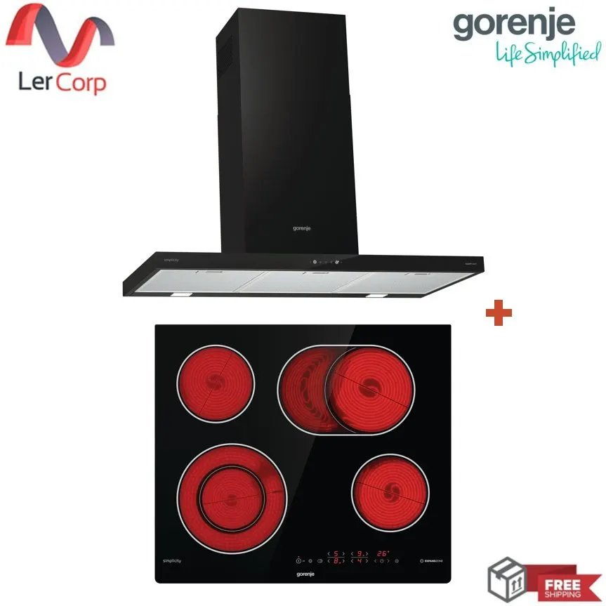 (Gorenje) เครื่องดูดควันชนิดติดผนัง WHT9SYB + เตาไฟฟ้าเซรามิคแบบติดตั้งฝัง รุ่น ECT643SYB