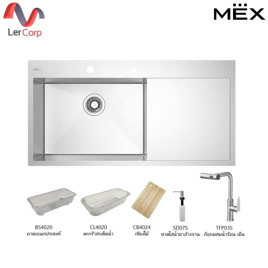 (Mex) ซิงค์ฝัง 1 หลุม 1 พัก รุ่น SQ1001L-MF