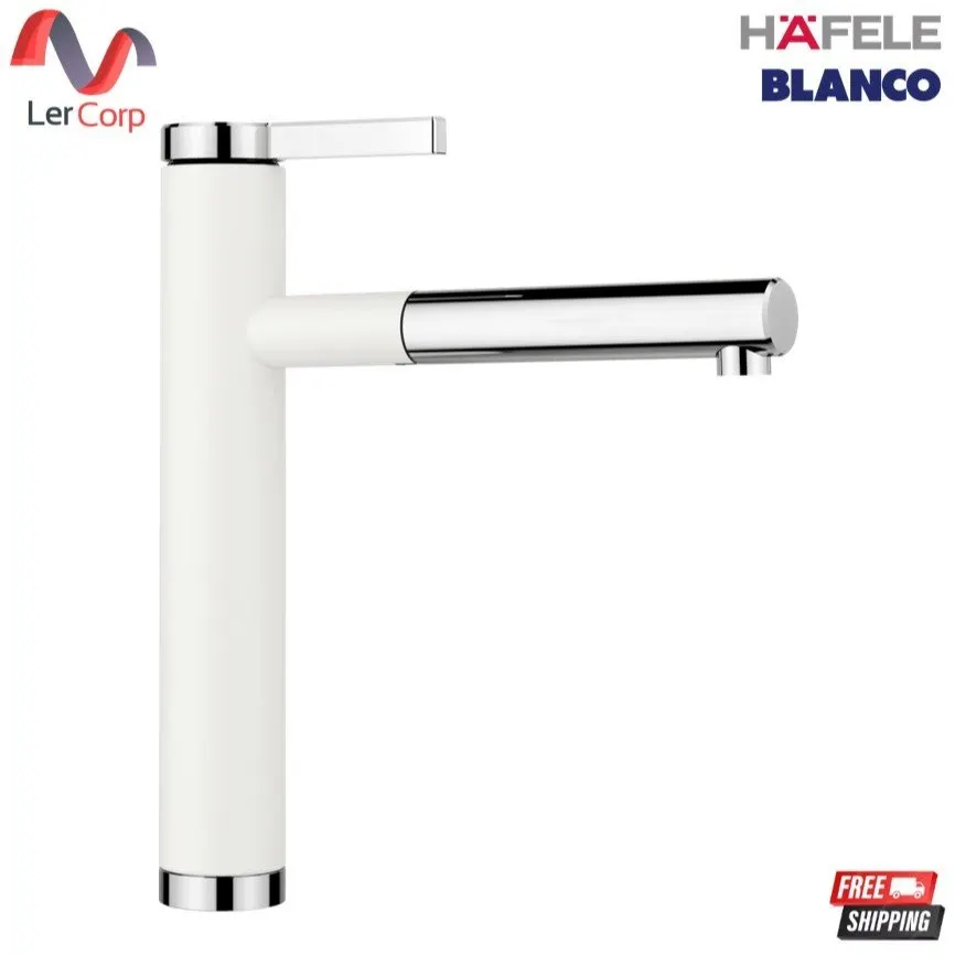 (Hafele) BLANCO LINEE-S ก๊อกน้ำซิงค์ครัว ดึงสายได้ (Pull-Out Spray) สี White/Chrome รุ่น 569.02.780